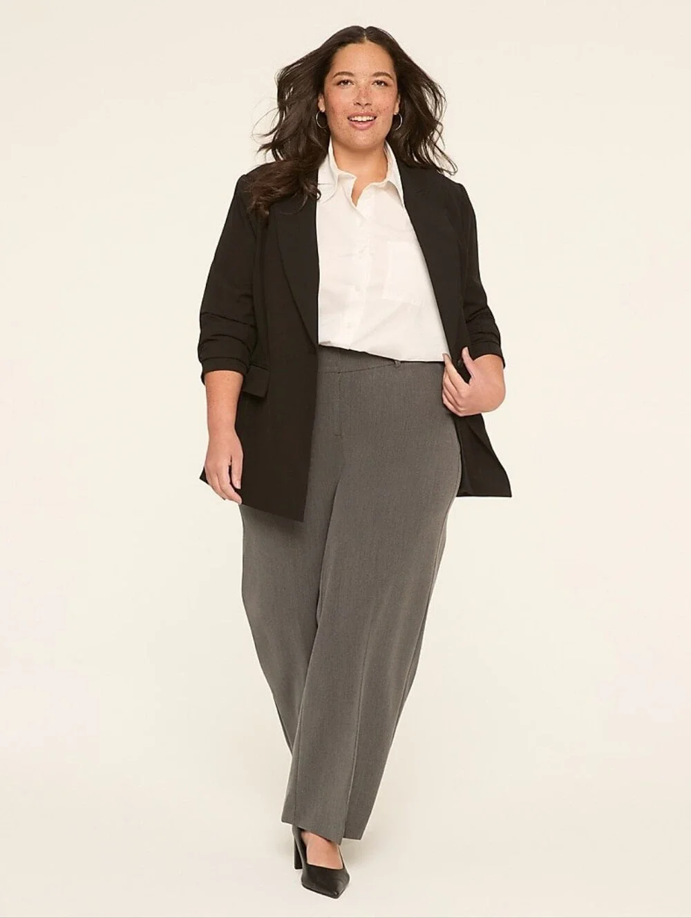 Lane Bryant Wide Leg High Rise Short Pants In Grey